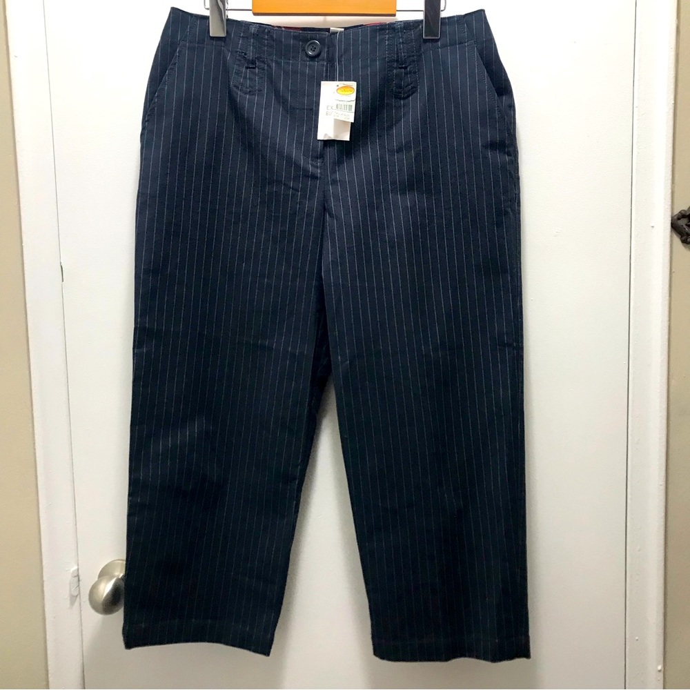 Talbots pin stripped cropped navy pants size 10 Petites
